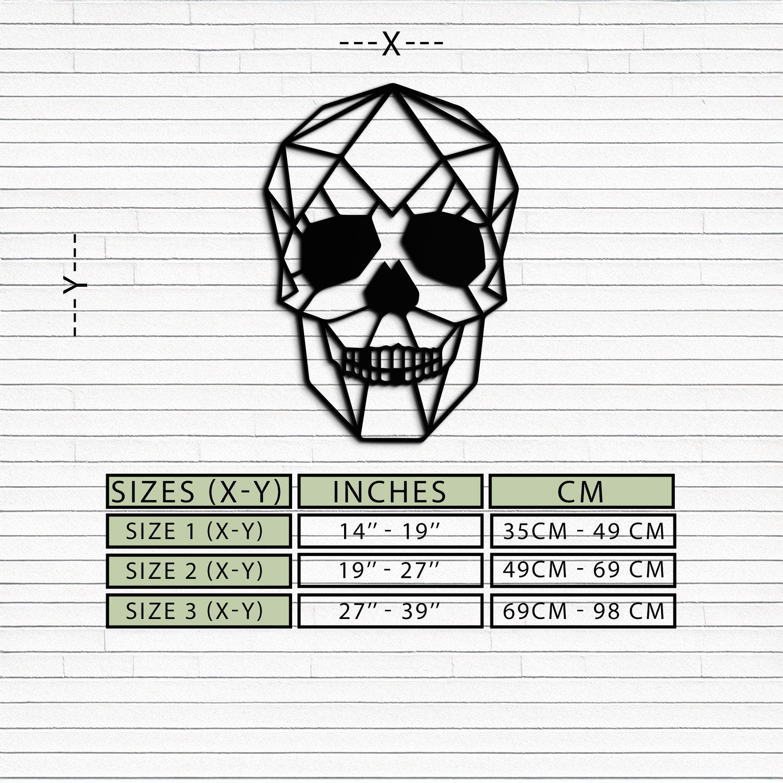 Geometrik Kafatası Metal Duvar Sanatı - Modern Kafatası Esintili Çelik Dekor - KAF134