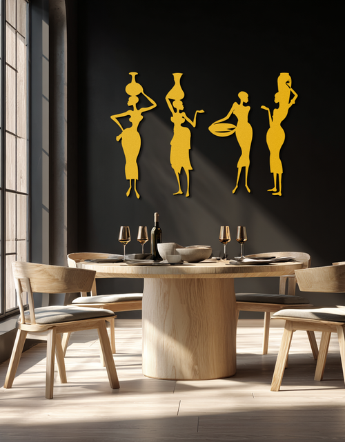 Load image into Gallery viewer, African Women Silhouette Metal Wall Art - Elegant Tribal Wall Decor - KAF136
