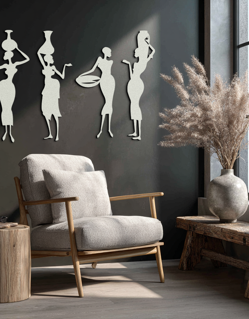 Load image into Gallery viewer, African Women Silhouette Metal Wall Art - Elegant Tribal Wall Decor - KAF136
