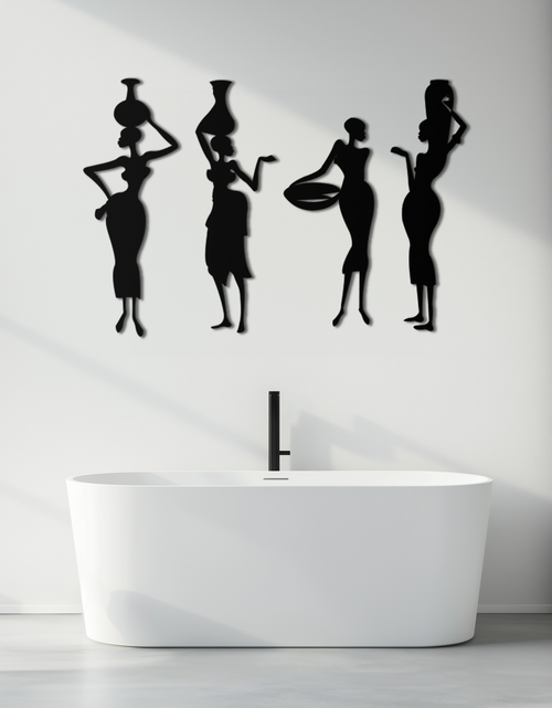 Load image into Gallery viewer, African Women Silhouette Metal Wall Art - Elegant Tribal Wall Decor - KAF136
