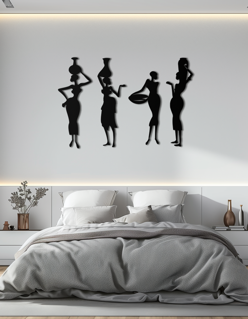 Load image into Gallery viewer, African Women Silhouette Metal Wall Art - Elegant Tribal Wall Decor - KAF136
