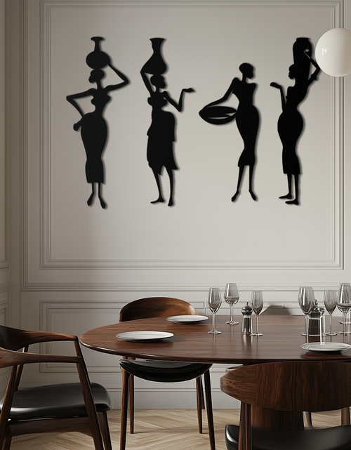 Load image into Gallery viewer, African Women Silhouette Metal Wall Art - Elegant Tribal Wall Decor - KAF136
