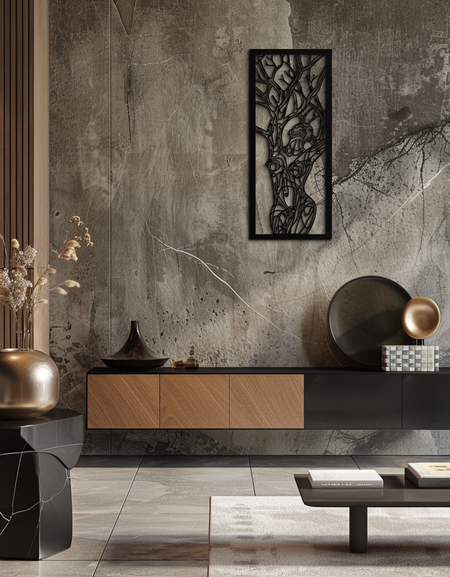 Hayat Ağacı Metal Duvar Sanatı – Soyut Kadınsı Tasarım - KAF138