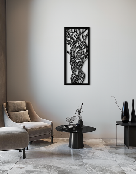 Hayat Ağacı Metal Duvar Sanatı – Soyut Kadınsı Tasarım - KAF138