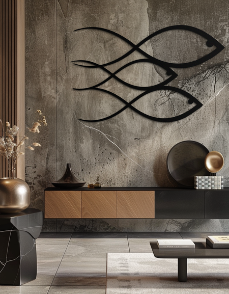 Minimalist Balık Metal Duvar Sanatı – Modern Kıyı Dekoru - KAF139