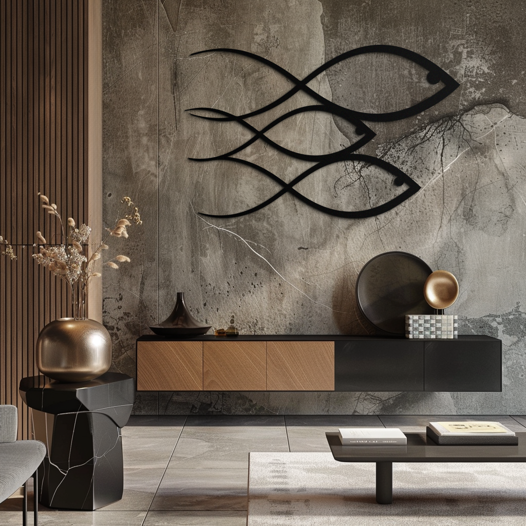Minimalist Balık Metal Duvar Sanatı – Modern Kıyı Dekoru - KAF139