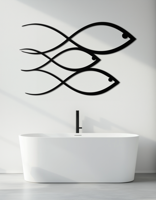 Resmi Galeri görüntüleyicisine yükleyin, Minimalist Balık Metal Duvar Sanatı – Modern Kıyı Dekoru - KAF139
