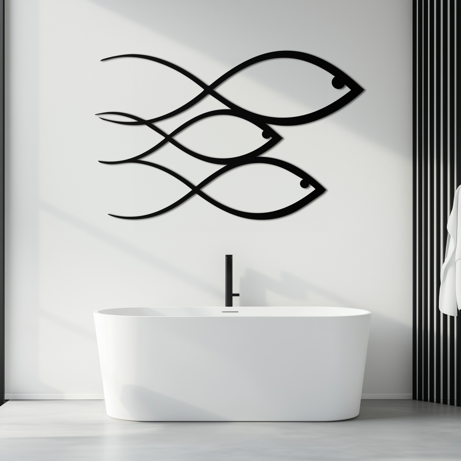 Minimalist Balık Metal Duvar Sanatı – Modern Kıyı Dekoru - KAF139