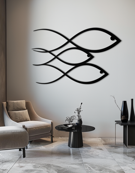 Minimalist Balık Metal Duvar Sanatı – Modern Kıyı Dekoru - KAF139