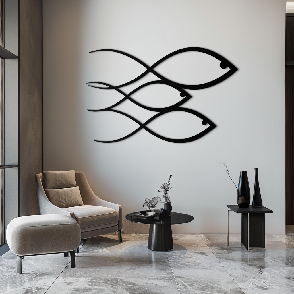 Minimalist Balık Metal Duvar Sanatı – Modern Kıyı Dekoru - KAF139