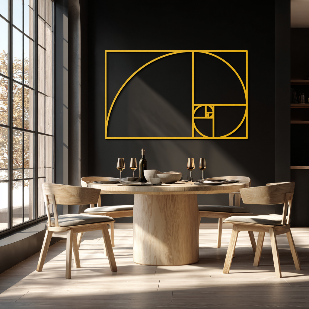 Golden Ratio Spiral Metal Wall Art - Elegant Geometric Design - KAF141