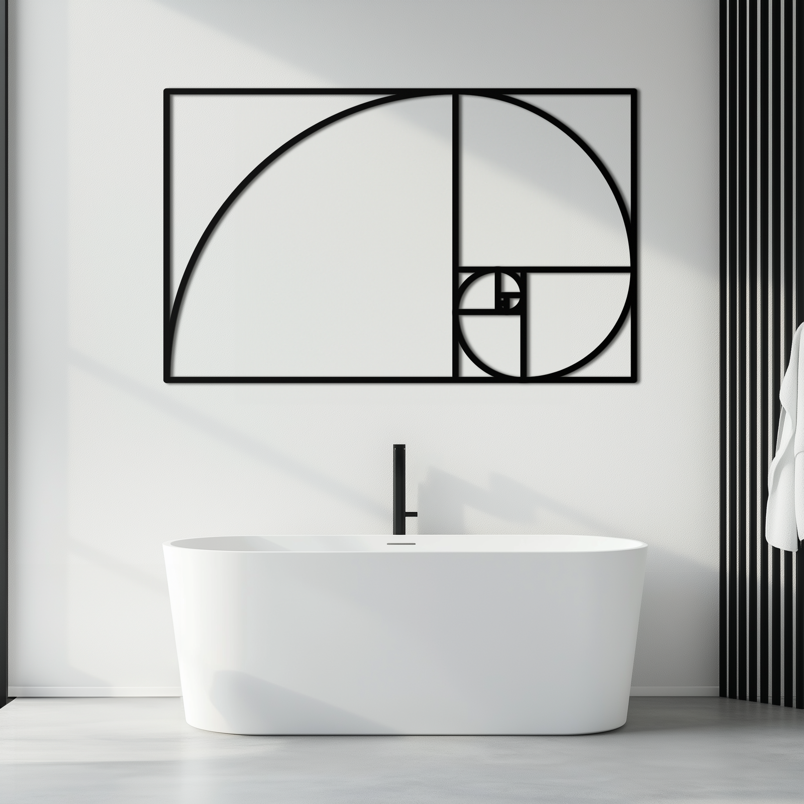 Golden Ratio Spiral Metal Wall Art - Elegant Geometric Design - KAF141