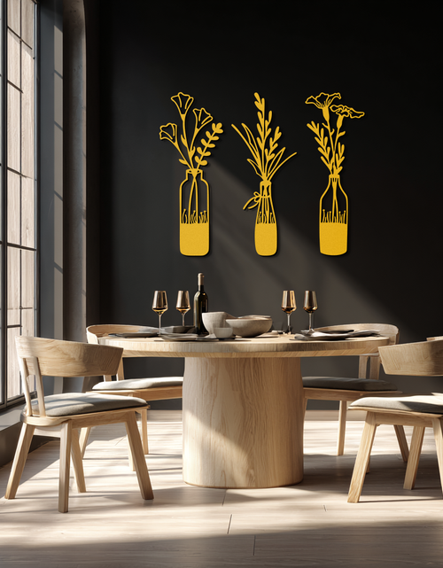 Load image into Gallery viewer, Rustic Floral Bottle Metal Wall Art - Elegant Vase &amp; Flower Steel Decor - KAF142
