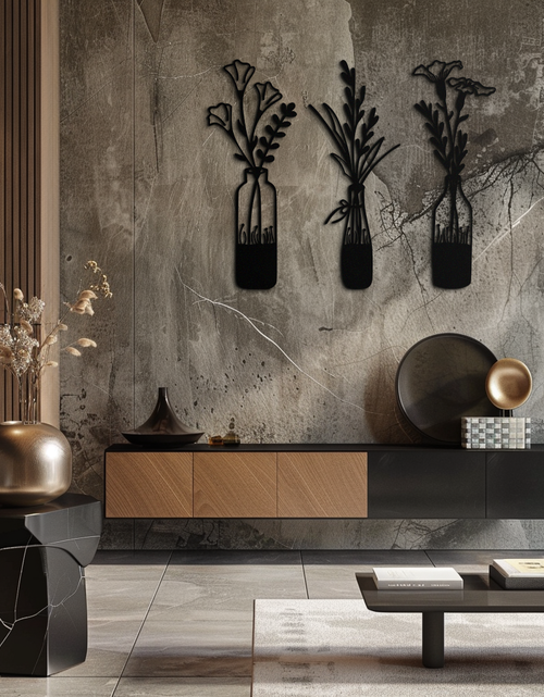 Load image into Gallery viewer, Rustic Floral Bottle Metal Wall Art - Elegant Vase &amp; Flower Steel Decor - KAF142
