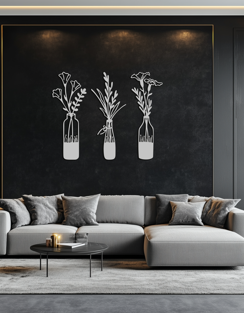 Load image into Gallery viewer, Rustic Floral Bottle Metal Wall Art - Elegant Vase &amp; Flower Steel Decor - KAF142
