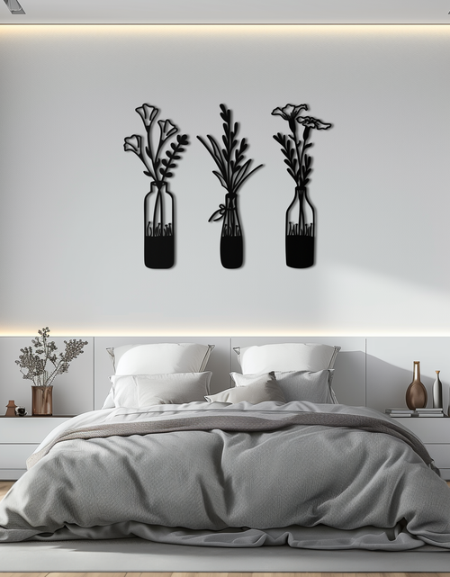 Load image into Gallery viewer, Rustic Floral Bottle Metal Wall Art - Elegant Vase &amp; Flower Steel Decor - KAF142
