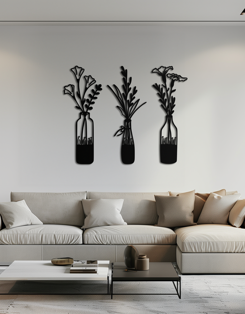 Load image into Gallery viewer, Rustic Floral Bottle Metal Wall Art - Elegant Vase &amp; Flower Steel Decor - KAF142
