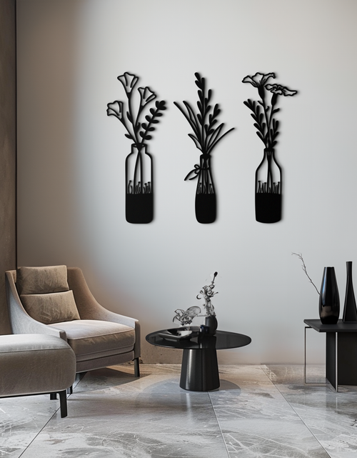 Load image into Gallery viewer, Rustic Floral Bottle Metal Wall Art - Elegant Vase &amp; Flower Steel Decor - KAF142
