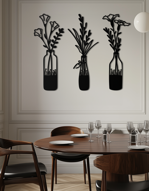 Load image into Gallery viewer, Rustic Floral Bottle Metal Wall Art - Elegant Vase &amp; Flower Steel Decor - KAF142
