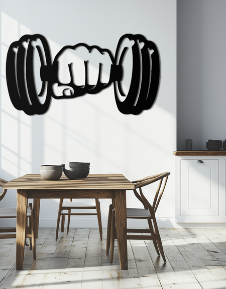 Spor Salonu Dambıl Gücü Metal Duvar Sanatı - Cesur ve Motive Edici Spor Salonu Dekoru - KAF143 