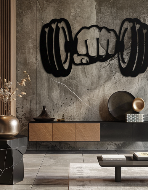 Load image into Gallery viewer, Gym Dumbbell Power Metal Wall Art - Bold and Motivational Gym Decor - KAF143
