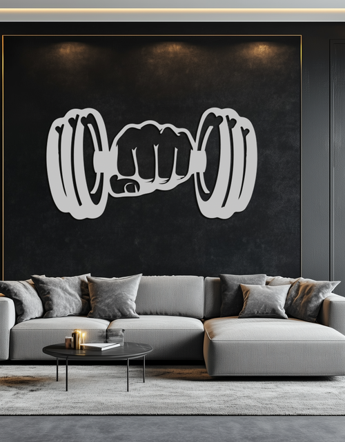 Load image into Gallery viewer, Gym Dumbbell Power Metal Wall Art - Bold and Motivational Gym Decor - KAF143
