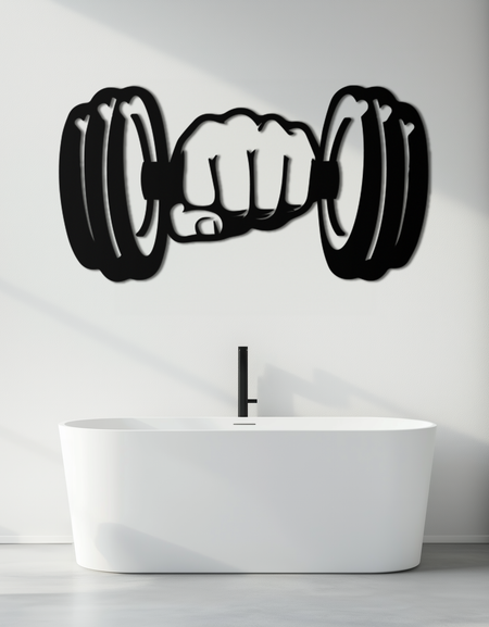 Spor Salonu Dambıl Gücü Metal Duvar Sanatı - Cesur ve Motive Edici Spor Salonu Dekoru - KAF143 