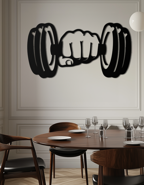 Load image into Gallery viewer, Gym Dumbbell Power Metal Wall Art - Bold and Motivational Gym Decor - KAF143
