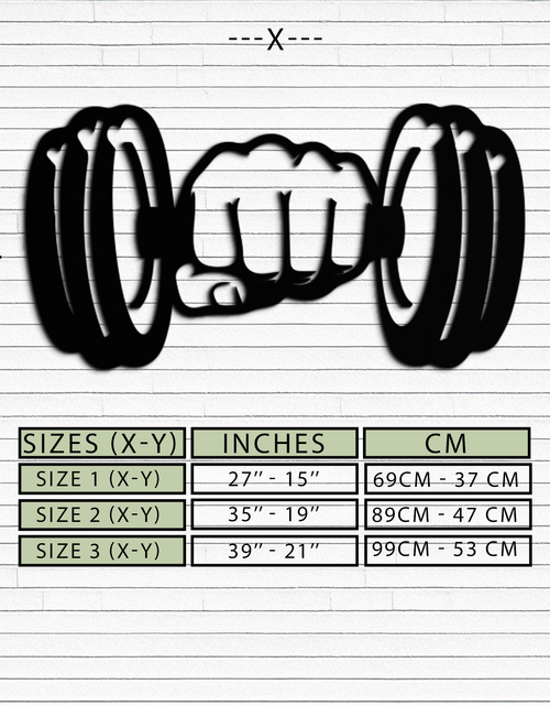 Load image into Gallery viewer, Gym Dumbbell Power Metal Wall Art - Bold and Motivational Gym Decor - KAF143
