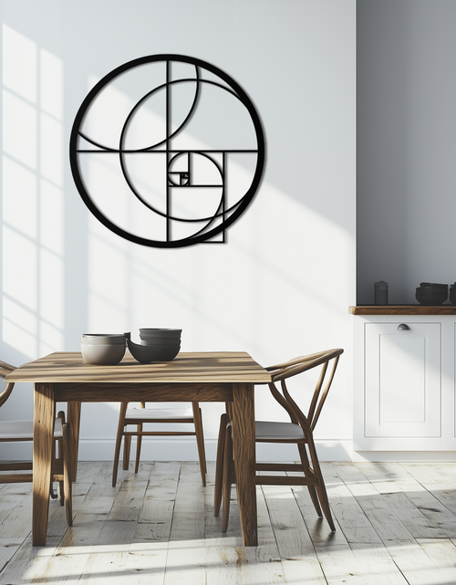 Load image into Gallery viewer, Golden Ratio Circular Metal Wall Art - Fibonacci-Inspired Geometric Design - KAF145
