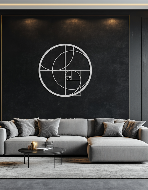 Load image into Gallery viewer, Golden Ratio Circular Metal Wall Art - Fibonacci-Inspired Geometric Design - KAF145
