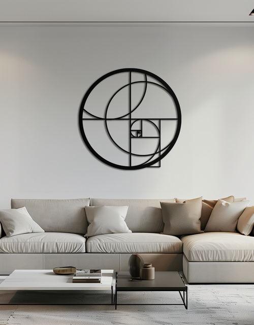Load image into Gallery viewer, Golden Ratio Circular Metal Wall Art - Fibonacci-Inspired Geometric Design - KAF145
