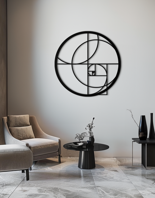 Load image into Gallery viewer, Golden Ratio Circular Metal Wall Art - Fibonacci-Inspired Geometric Design - KAF145
