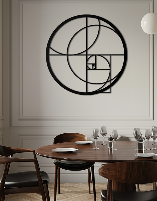 Load image into Gallery viewer, Golden Ratio Circular Metal Wall Art - Fibonacci-Inspired Geometric Design - KAF145
