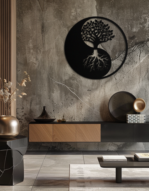 Load image into Gallery viewer, Yin-Yang Tree of Life Metal Wall Art - Harmonious Nature-Inspired Decor - KAF147
