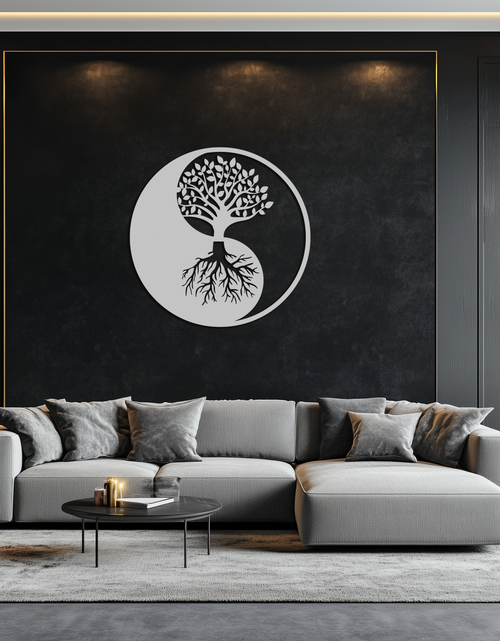 Load image into Gallery viewer, Yin-Yang Tree of Life Metal Wall Art - Harmonious Nature-Inspired Decor - KAF147
