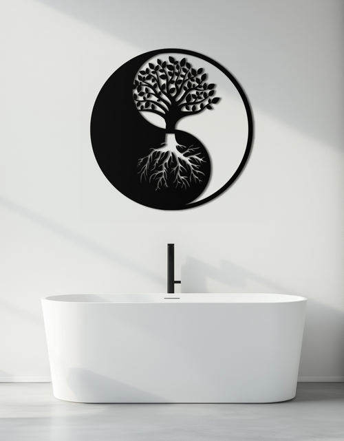 Load image into Gallery viewer, Yin-Yang Tree of Life Metal Wall Art - Harmonious Nature-Inspired Decor - KAF147
