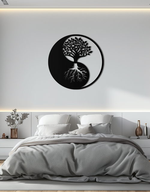 Load image into Gallery viewer, Yin-Yang Tree of Life Metal Wall Art - Harmonious Nature-Inspired Decor - KAF147
