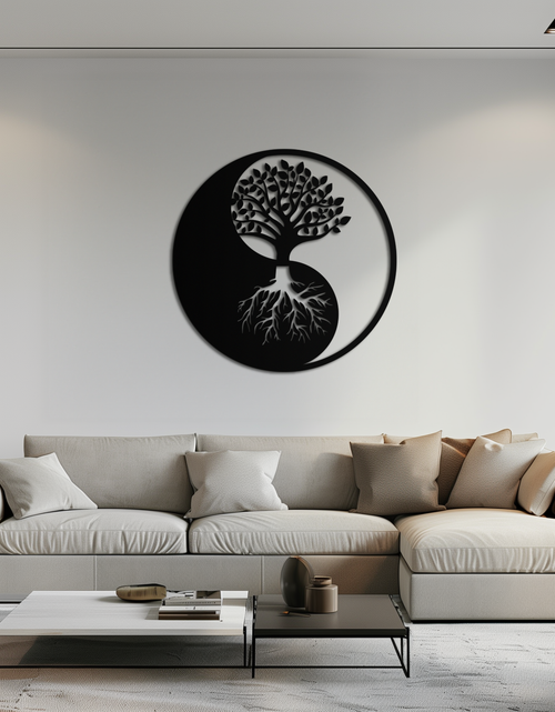 Load image into Gallery viewer, Yin-Yang Tree of Life Metal Wall Art - Harmonious Nature-Inspired Decor - KAF147
