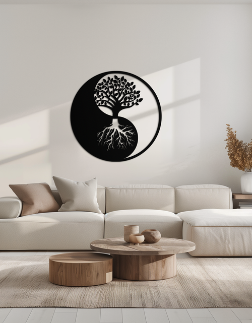 Load image into Gallery viewer, Yin-Yang Tree of Life Metal Wall Art - Harmonious Nature-Inspired Decor - KAF147
