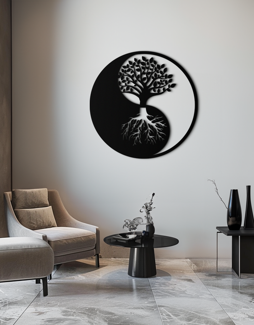 Load image into Gallery viewer, Yin-Yang Tree of Life Metal Wall Art - Harmonious Nature-Inspired Decor - KAF147

