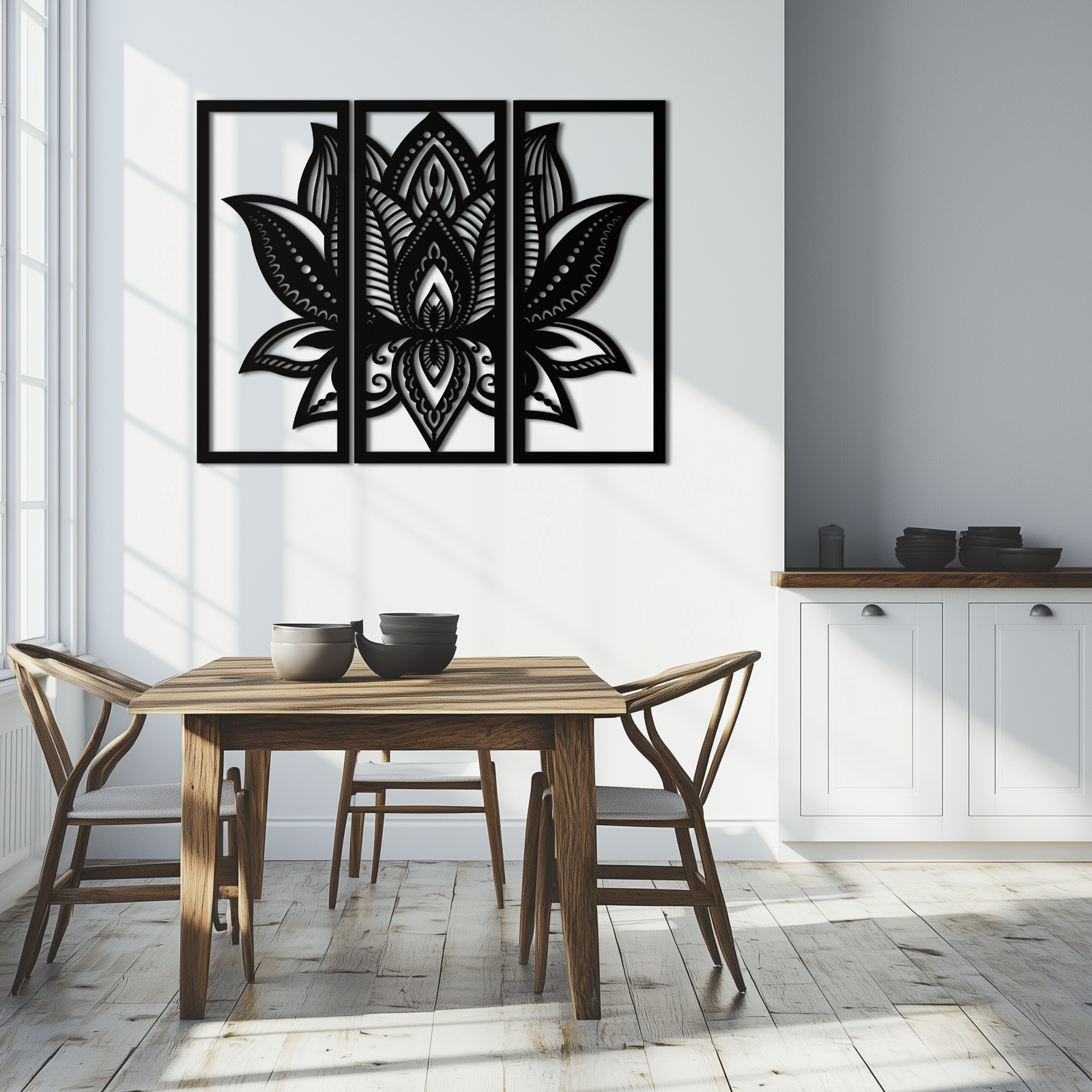 Mandala Lotus Metal Duvar Sanatı - Zarif ve Manevi Ev Dekoru - KAF148