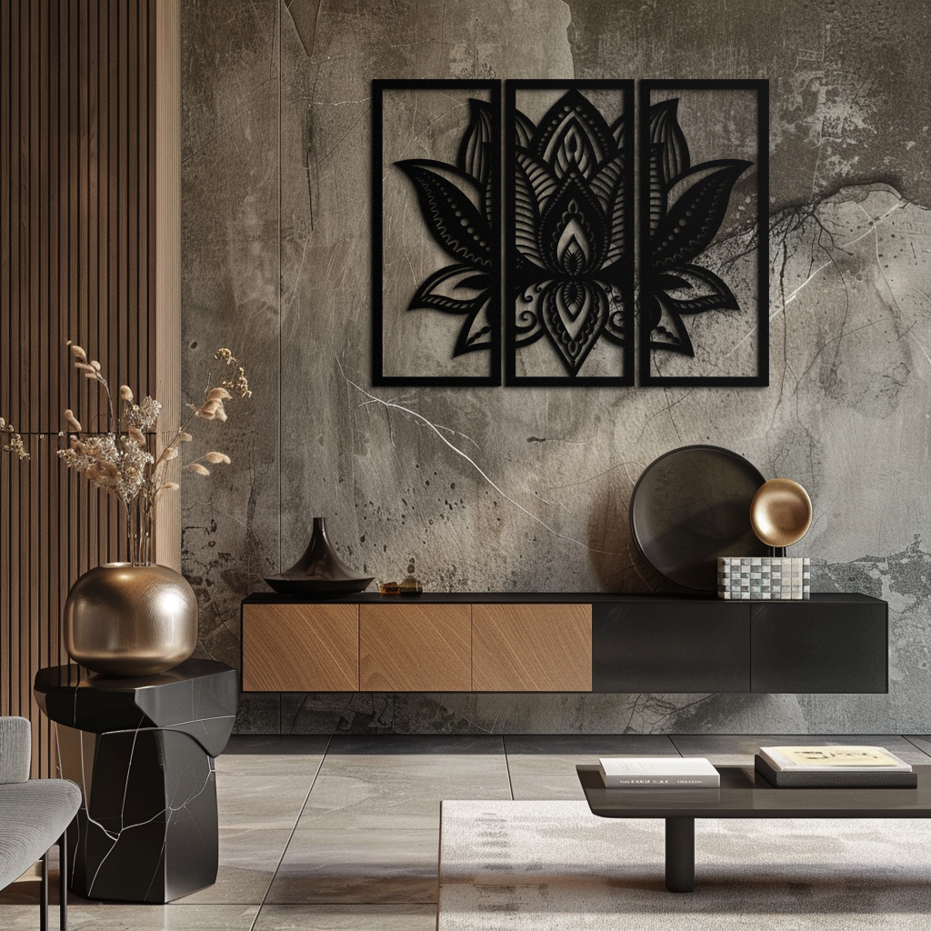 Mandala Lotus Metal Duvar Sanatı - Zarif ve Manevi Ev Dekoru - KAF148