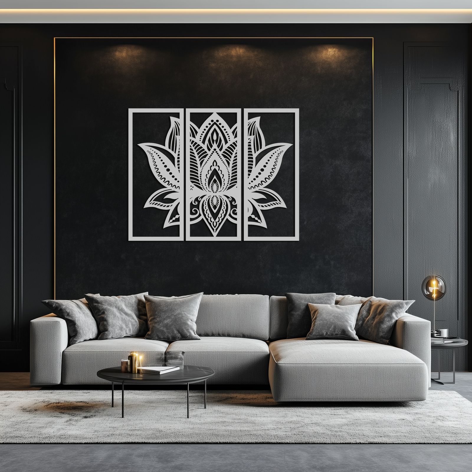 Mandala Lotus Metal Duvar Sanatı - Zarif ve Manevi Ev Dekoru - KAF148