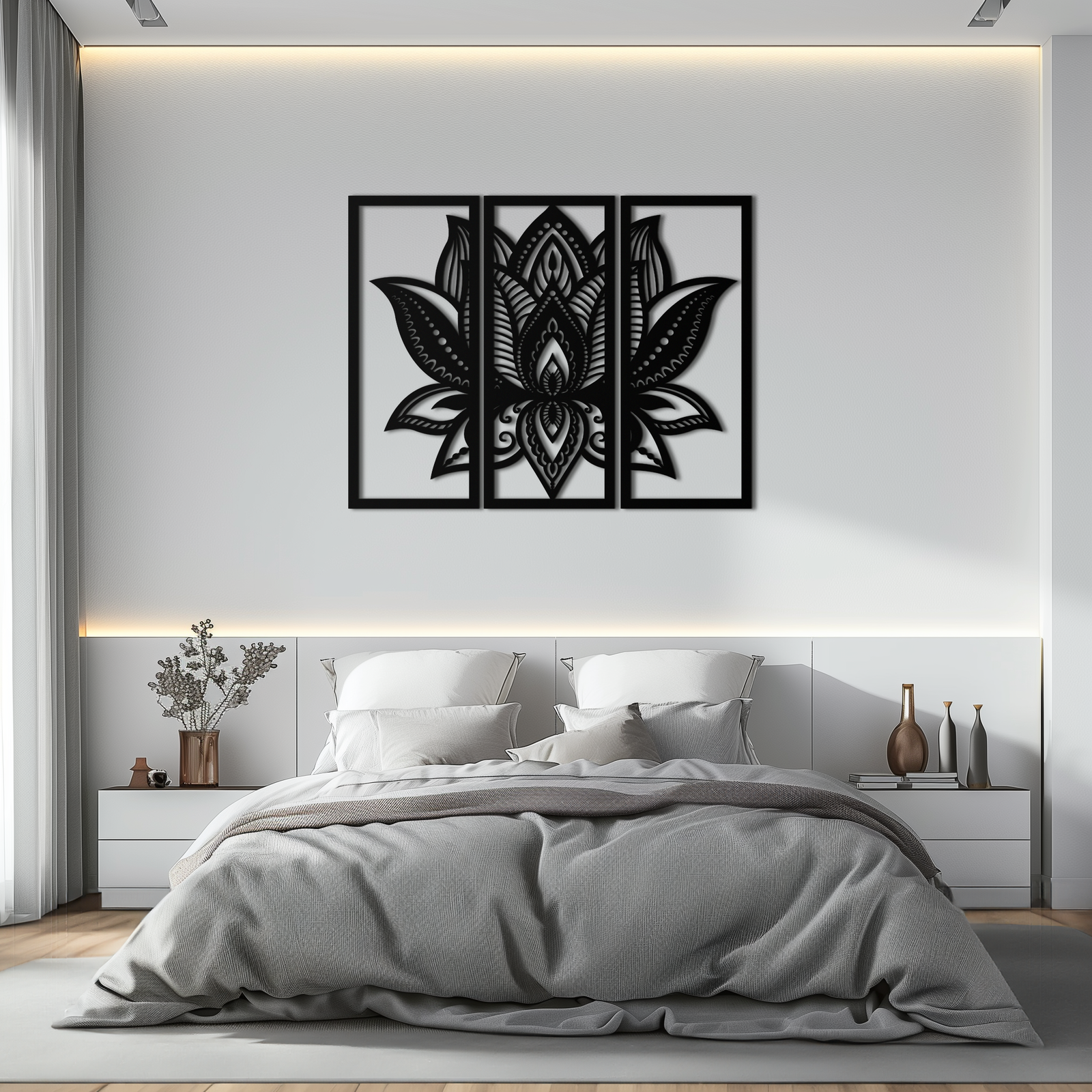 Mandala Lotus Metal Duvar Sanatı - Zarif ve Manevi Ev Dekoru - KAF148