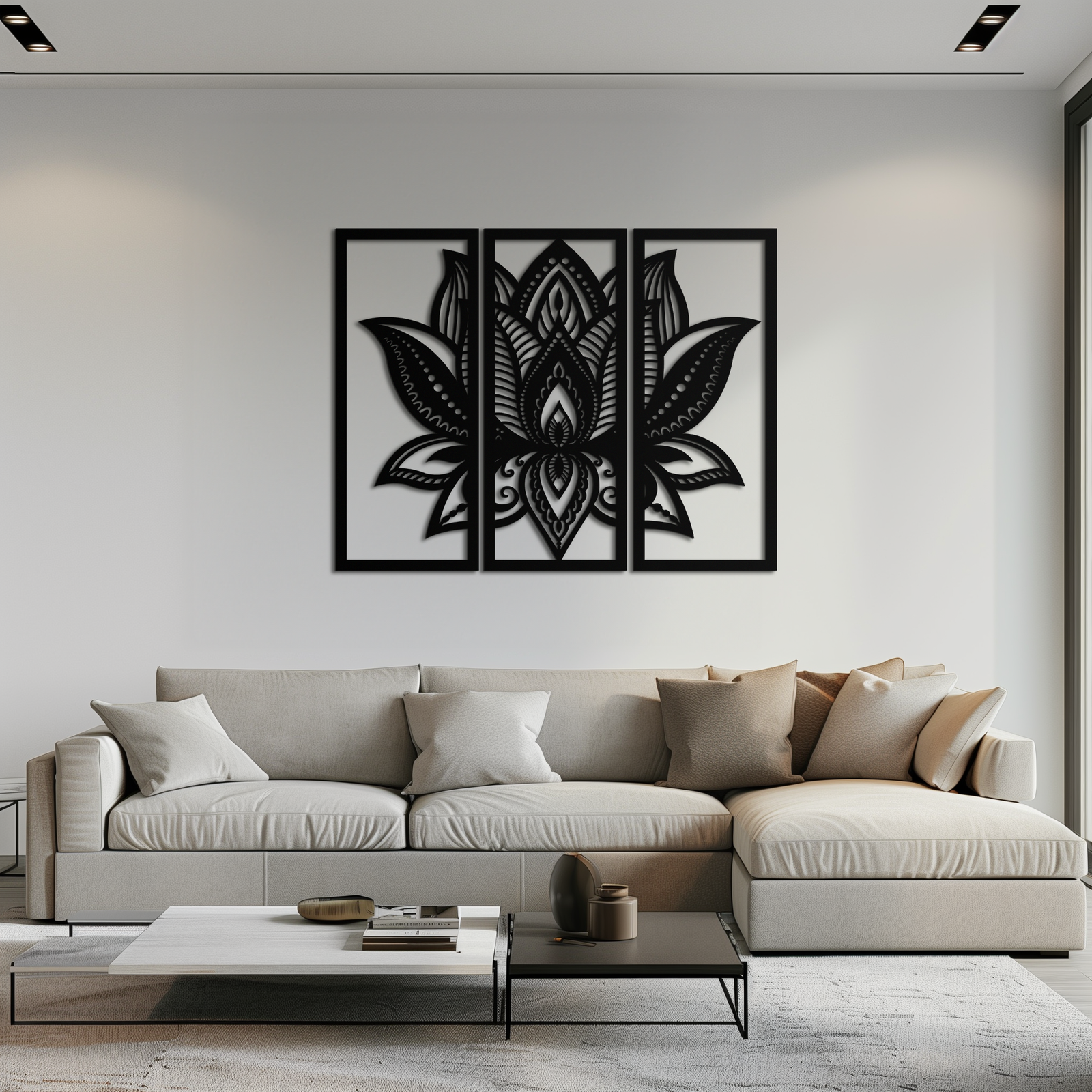 Mandala Lotus Metal Duvar Sanatı - Zarif ve Manevi Ev Dekoru - KAF148