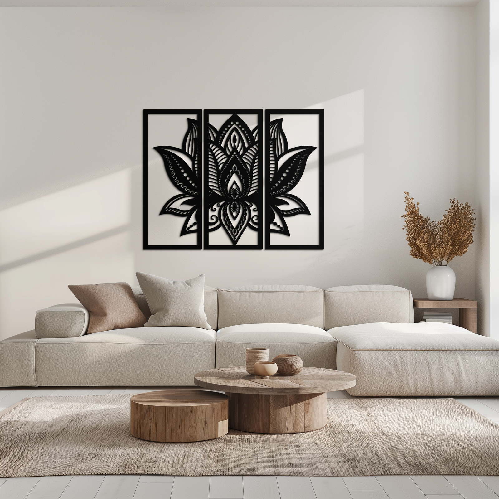 Mandala Lotus Metal Duvar Sanatı - Zarif ve Manevi Ev Dekoru - KAF148
