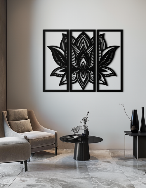 Resmi Galeri görüntüleyicisine yükleyin, Mandala Lotus Metal Duvar Sanatı - Zarif ve Manevi Ev Dekoru - KAF148
