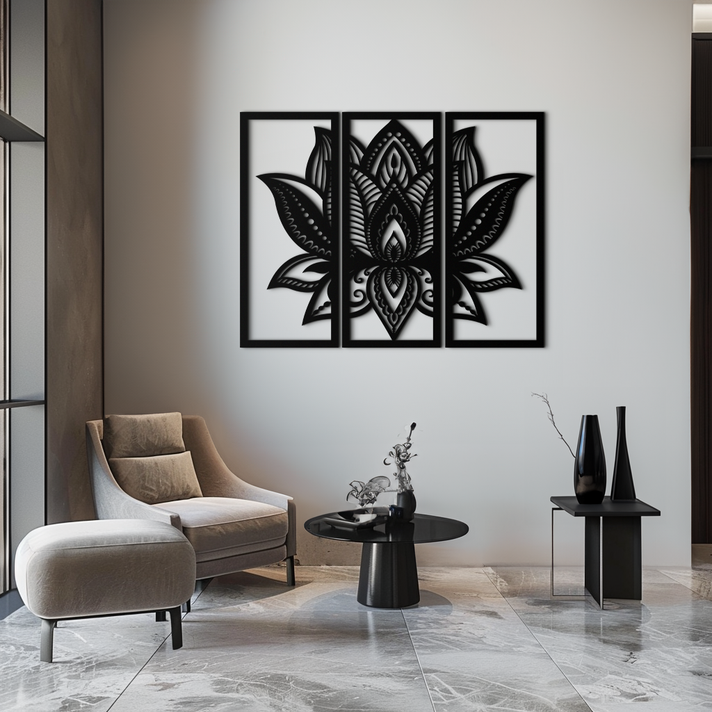 Mandala Lotus Metal Duvar Sanatı - Zarif ve Manevi Ev Dekoru - KAF148
