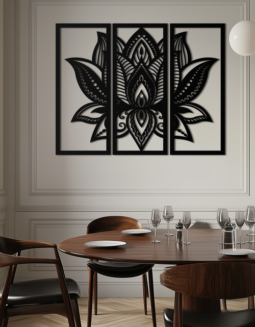 Resmi Galeri görüntüleyicisine yükleyin, Mandala Lotus Metal Duvar Sanatı - Zarif ve Manevi Ev Dekoru - KAF148
